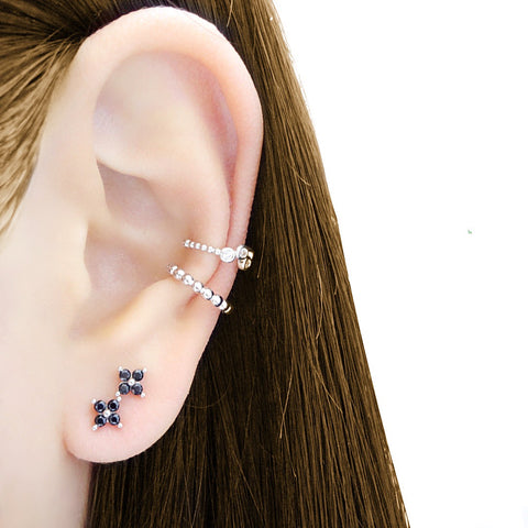 Tiny Black Diamond Bar Earrings – LITTIONARY